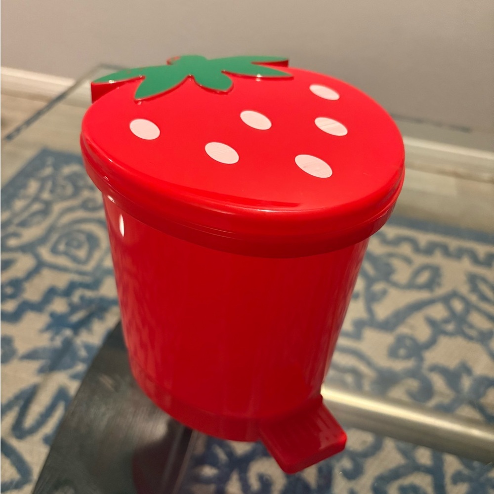 Daiso Red Strawberry Pedal Bin